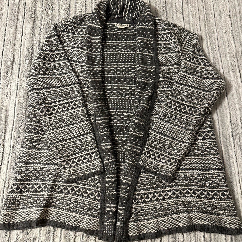 Rufflewn open front wool blend cardigan
